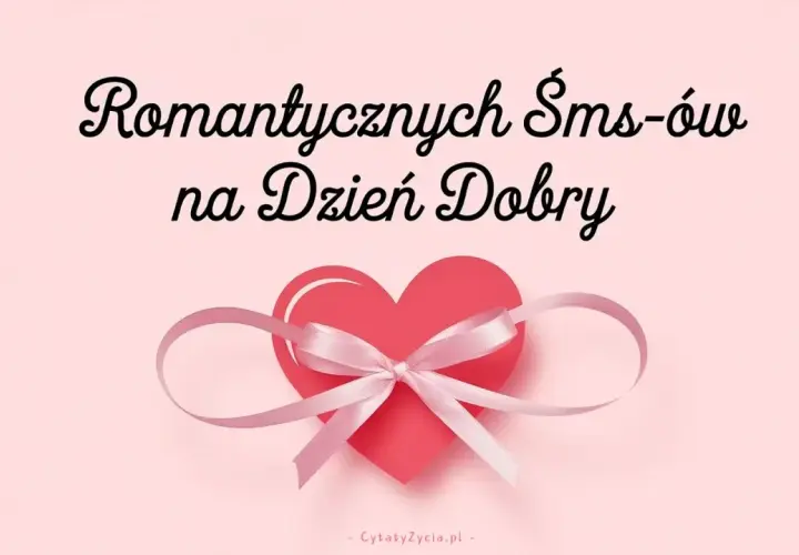 Romantyczne SMS-y na Dzień Dobry to coś miłego dla dziewczyny. Czerwone serce z różową wstążką.