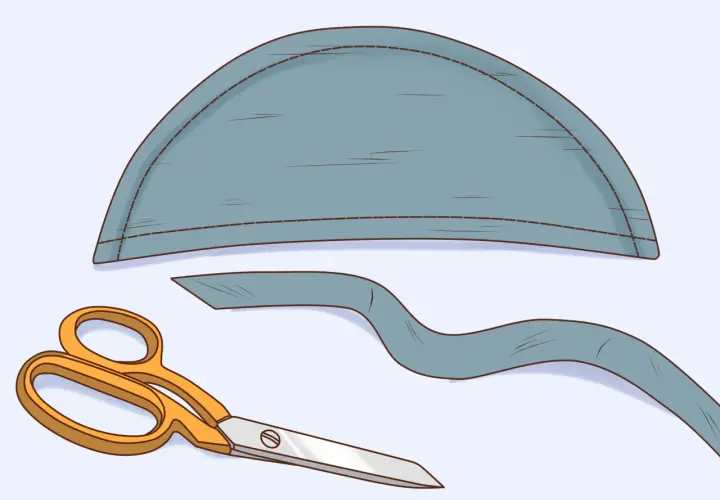 Sewn fabric pieces and scissors, ready to learn how to make shoulder pads.