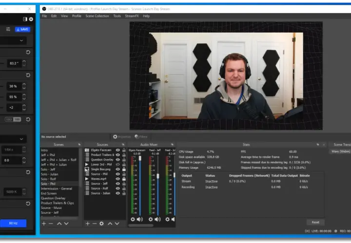 Elgato Camera Hub zeigt Einstellungen für eine Elgato Facecam, mit Optionen für Zoom, Bild und Belichtung.