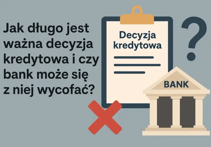 Jak długo ważna jest decyzja kredytowa? Bank może się z niej wycofać? Czerwony krzyżyk i znak zapytania sugerują wątpliwości.