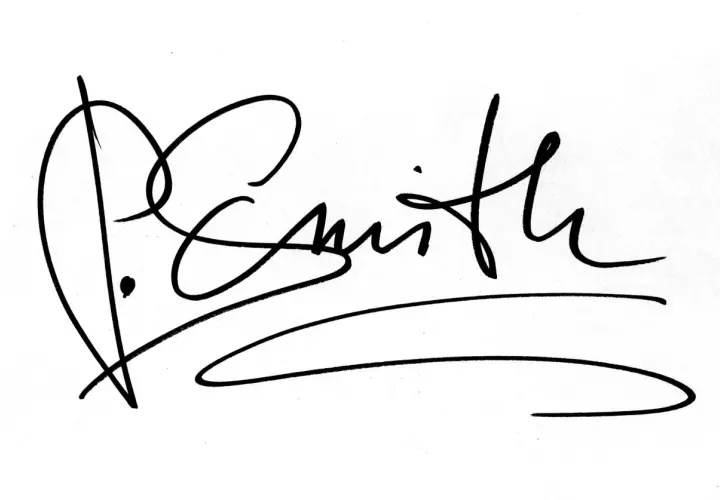 Firma estilizada de P. Smith. Ideal para quien busca cómo dibujar firma online.