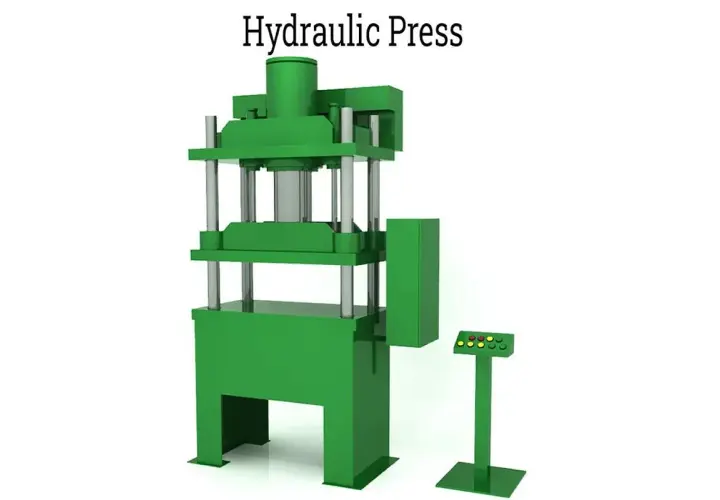 Zielona prasa hydrauliczna z panelem sterowania. Dowiedz się, jak zrobić prasę hydrauliczną z lewarka.