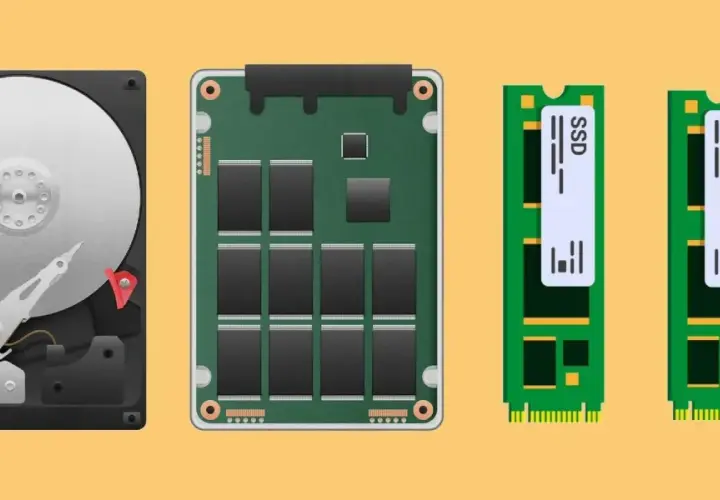Disco duro, SSD y NVMe SSD, componentes esenciales para la transferencia de datos y periféricos de salida.