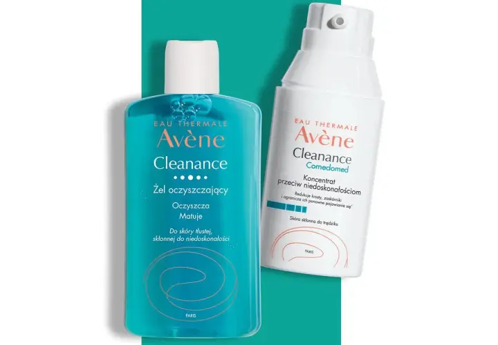 Avène Cleanance żel oczyszczający i koncentrat przeciw niedoskonałościom dla skóry skłonnej do trądziku.