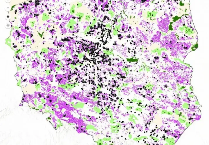  Mapa lokalizacji farm i elektrowni wiatrowych w Polsce 2023