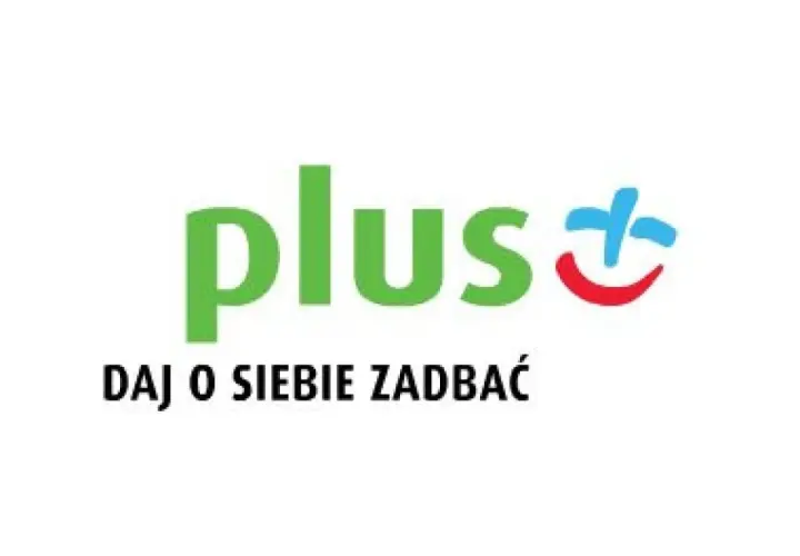 Zielone logo "plus" z uśmiechniętą buźką i hasłem "DAJ O SIEBIE ZADBAĆ".