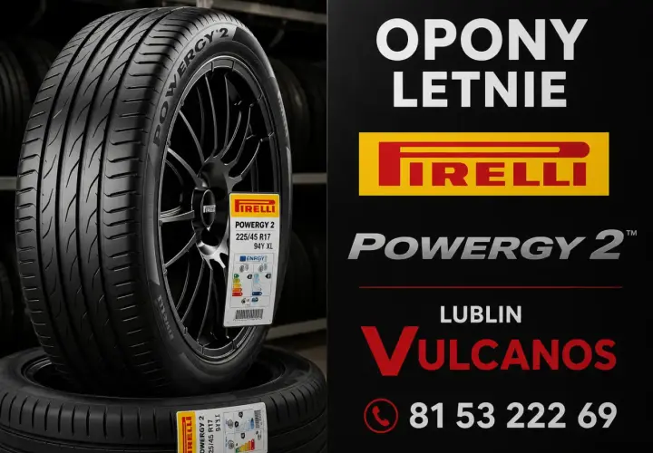 Opony letnie Pirelli Powergy 2 na felgach. Testowane pod kątem wydajności i bezpieczeństwa. Vulvanos Lublin.