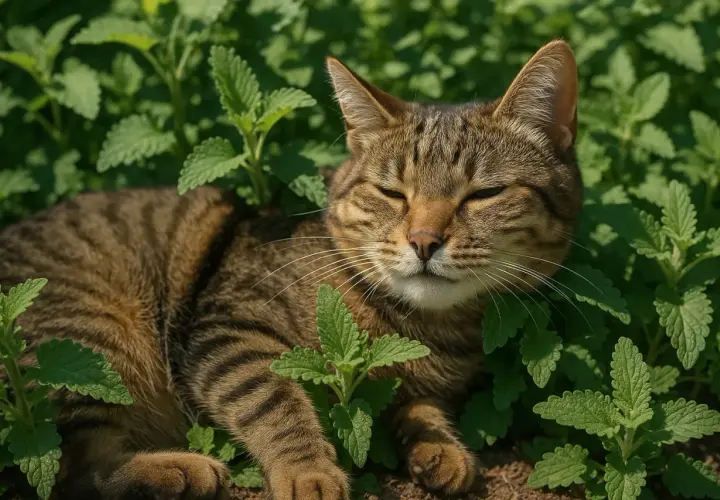 Kot w kocimiętce, jakby zażywał meloxoral dla kota.