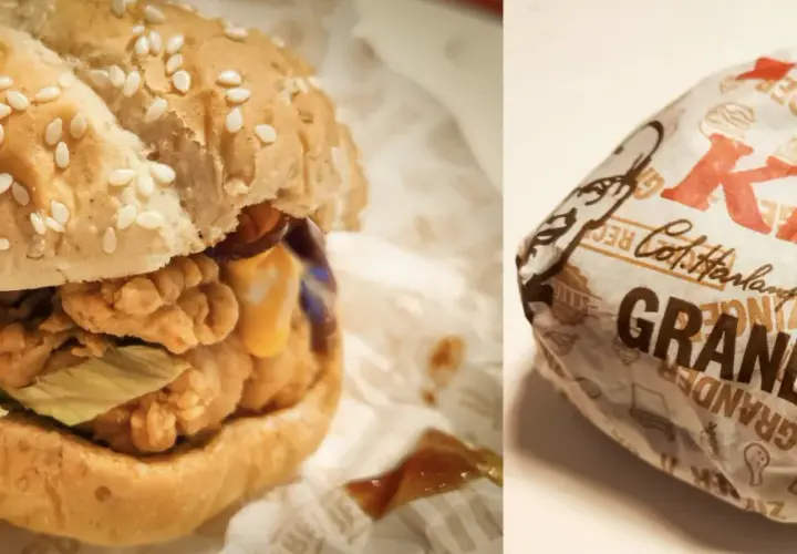 KFC Grande, pyszny burger z chrupiącym kurczakiem i sosem. Dłuższy posiłek to dłuższy czas przyjemności, ale też dłuższy kfc kcal.