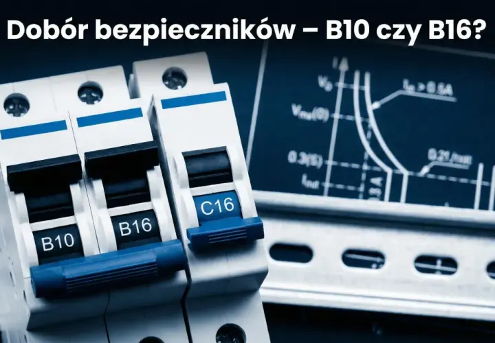 Bezpiecznik B10, B16 i C16 na szynie DIN. Wykres charakterystyki bezpiecznika. Jak dobrać bezpiecznik B10 ile wat mocy obsłuży?