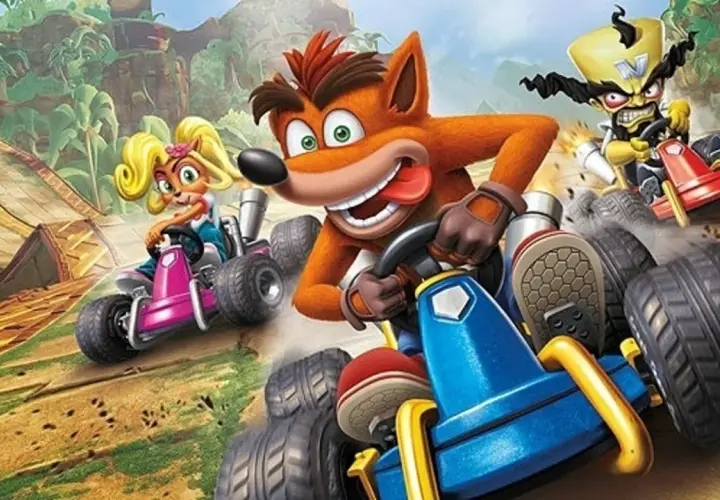 Crash, Coco i Cortex ścigają się w grze Crash Team Racing Nitro-Fueled.