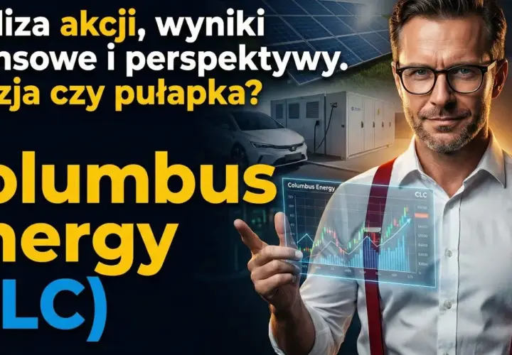 Analiza akcji Columbus Energy. Czy to szansa, czy pułapka? Mężczyzna prezentuje wykresy finansowe.