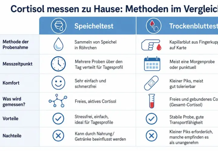 Porównanie metod: jak zbadać kortyzol w domu. Test śliny vs. test suchej kropli krwi.