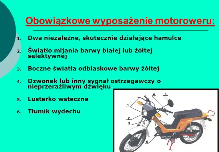 W co powinien być wyposażony motorower: poznaj wszystkie przepisy prawa