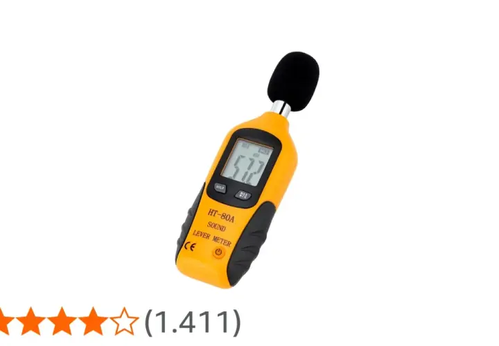 Medir db es fácil con este sonómetro amarillo. Muestra 51.2 dBA.