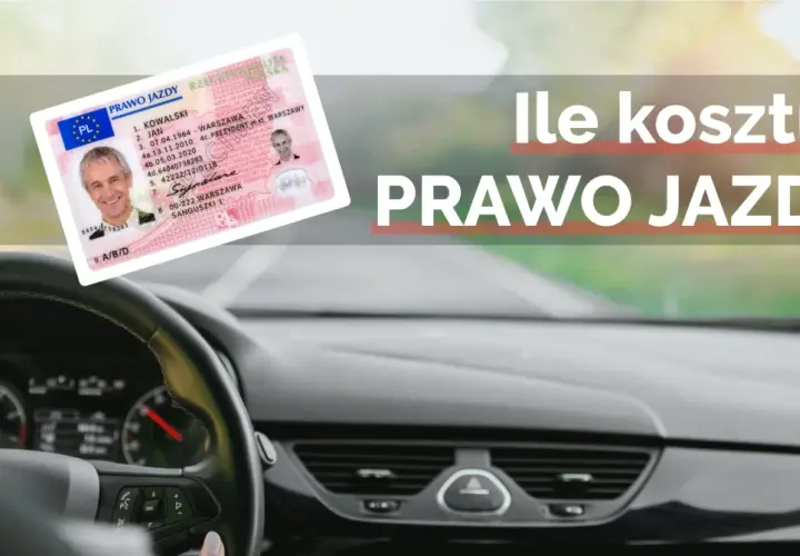 Ile płaci się za wydanie prawa jazdy? Widok z wnętrza samochodu na kierownicę i dokument prawa jazdy.