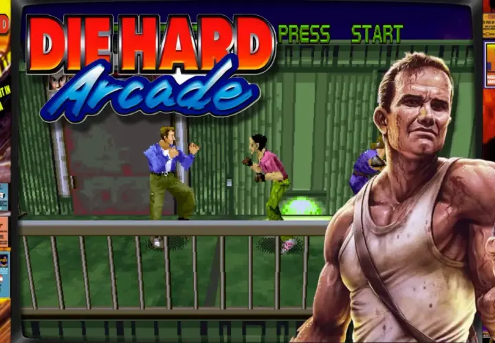 Die Hard Arcade na Sega Saturn. John McClane gotuje się do walki.