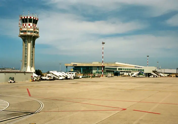 Control tower and terminal building at Sicily International Airport.