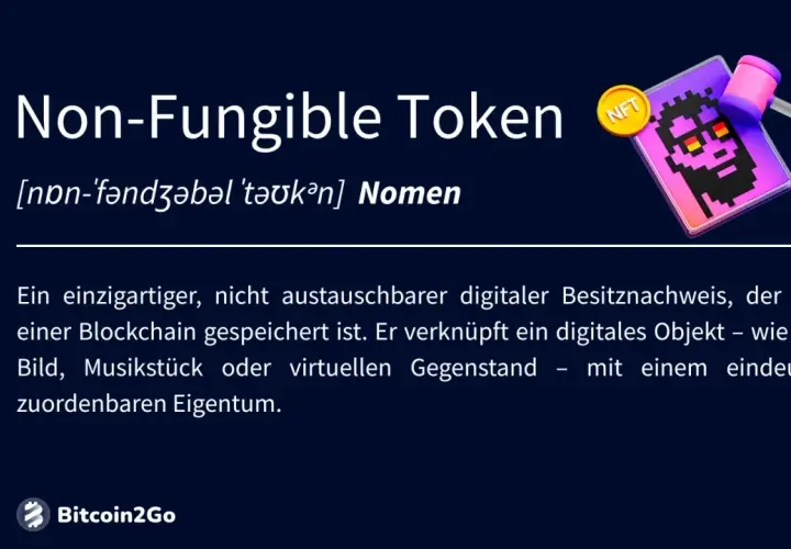 Was ist das? Ein NFT ist ein einzigartiger digitaler Besitznachweis auf der Blockchain, der digitale Objekte wie Bilder oder Musik repräsentiert.