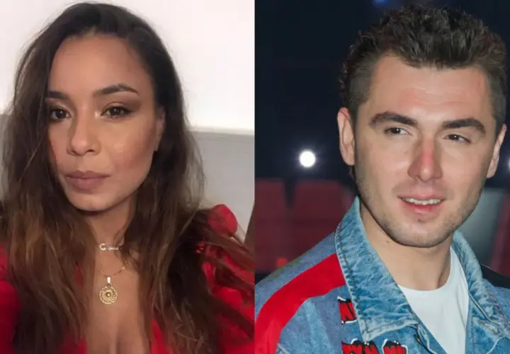 Kamil Bednarek z żoną. Ona w czerwonej bluzce, on w dżinsowej kurtce.
