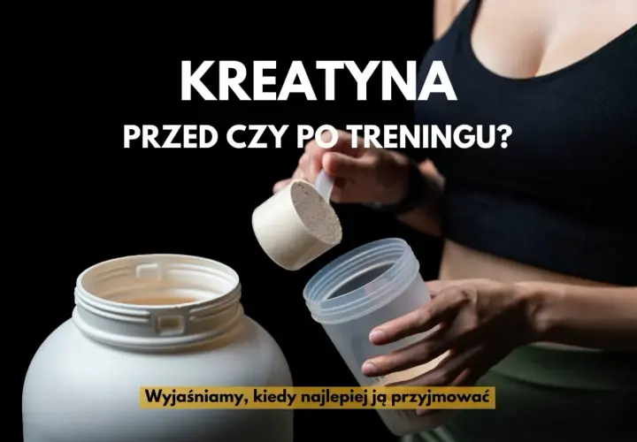 Kreatyna przed czy po treningu? Dłonie przygotowują suplement, wyjaśniamy, kiedy najlepiej ją przyjmować.