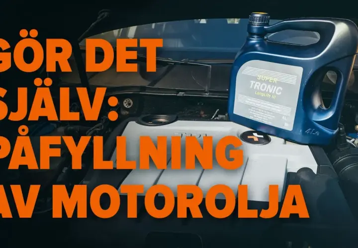 Gör det själv: påfyllning av motorolja. En dunk Super Tronic LongLife III står redo bredvid bilmotorn. Lär dig hur mycket motorolja man ska fylla på.