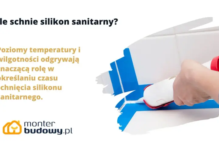 Ręka z pistoletem wyciska silikon sanitarny. Dowiedz się, ile schnie silikon sanitarny, bo temperatura i wilgotność mają znaczenie.