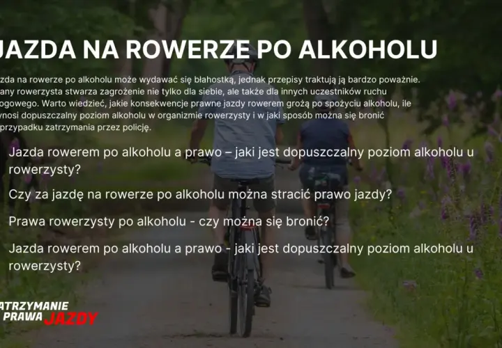 Czy można stracić prawo jazdy na rowerze po alkoholu? Dowiedz się, jakie są konsekwencje prawne i dopuszczalny poziom alkoholu dla rowerzystów.