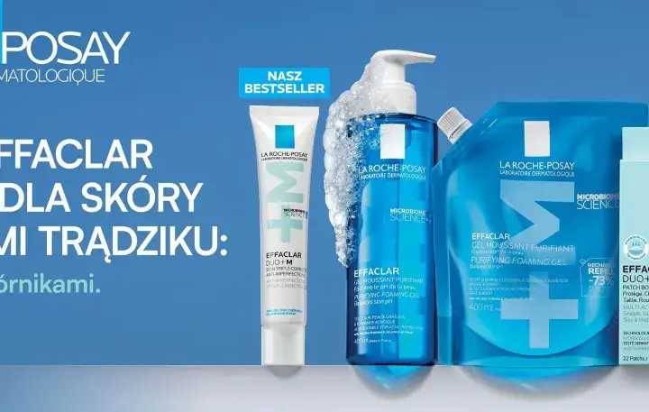 Linia Effaclar La Roche-Posay: żel, krem i plastry na problemy z cerą trądzikową.