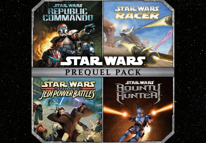 Star Wars Prequel Pack: Republic Commando, Racer, Jedi Power Battles, i Bounty Hunter.