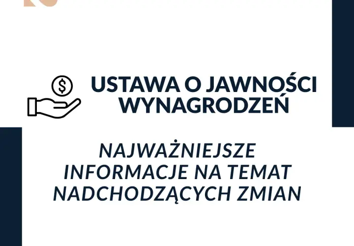 Ikona dłoni z monetą i napis "Ustawa o jawności wynagrodzeń". Najważniejsze informacje o nadchodzących zmianach.