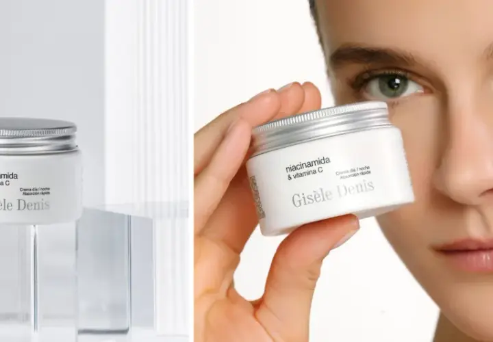 Crema Giséle Denis con niacinamida y vitamina C, para día y noche, de rápida absorción. Un toque de luminosidad para tu piel.