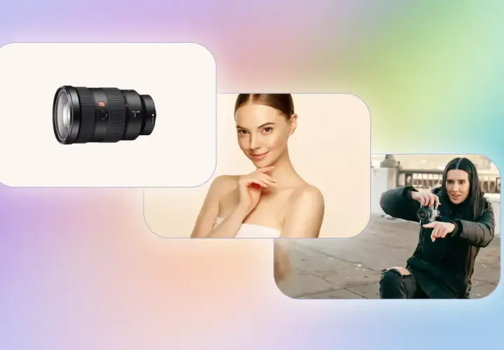 Obiektyw, modelka i fotografka tworzą ostre zdjęcia.