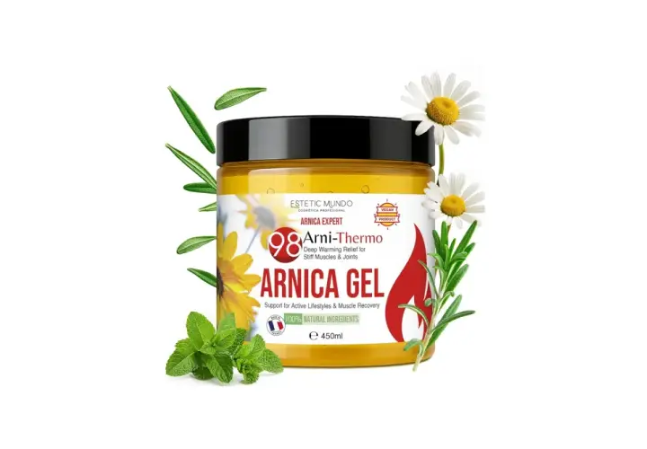 Gel de Arnica Expert con extractos de plantas, ideal para alivio muscular y recuperación.