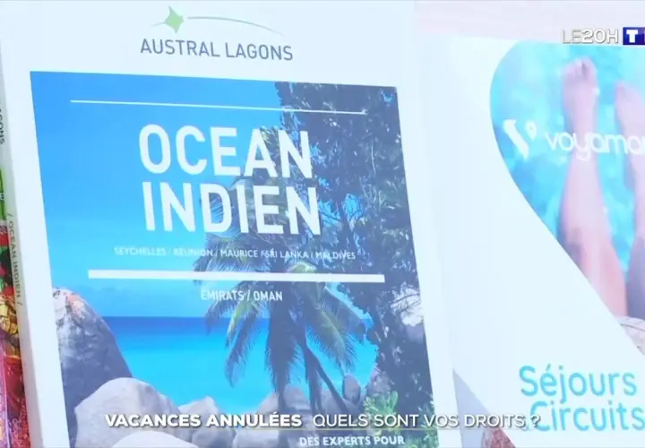 Vacances annulées : le remboursement est-il possible ? Le magazine "Océan Indien" et des publicités pour des voyages.