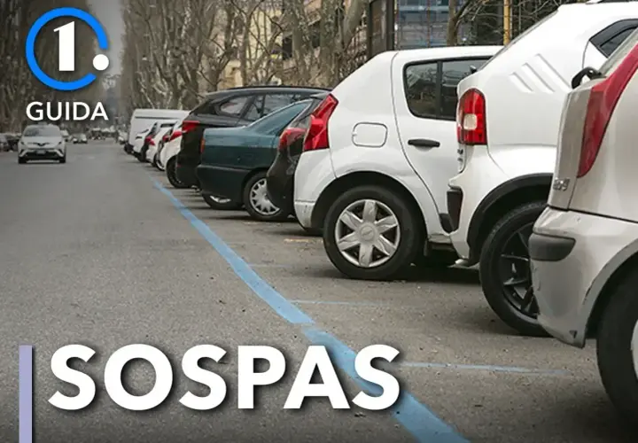 Parcheggio metro Rebibbia: auto in fila lungo la strada con striscia blu. SOSPAS.