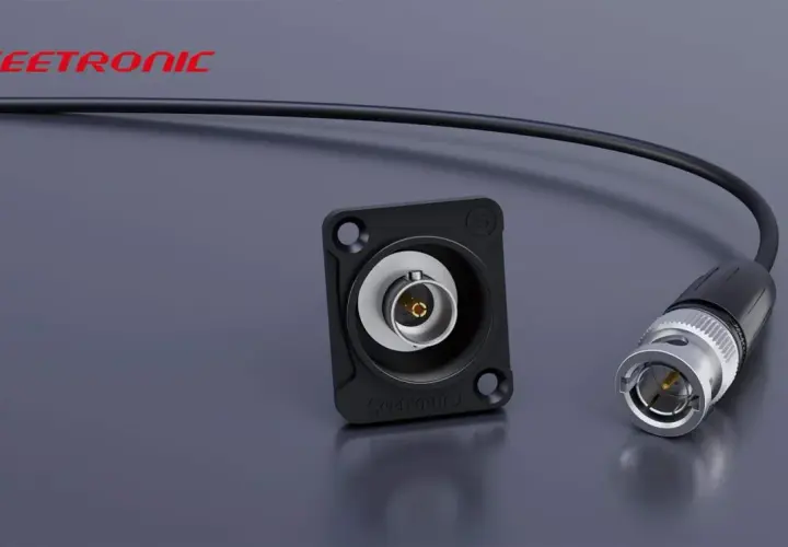 Złącze bnc Seetronic z kablem i gniazdem.
