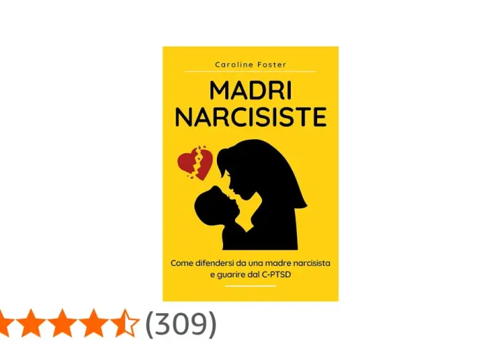 Copertina libro "Madri Narcisiste": silhouette madre e figlio, cuore spezzato. Guida su come comportarsi con una madre narcisista.