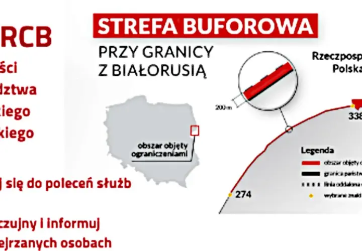 Alert RCB dotyczy strefy buforowej przy granicy z Białorusią, obejmującej część województw podlaskiego i lubelskiego.
