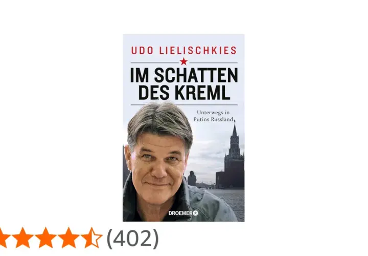 Buchcover von Udo Lielischkies: "Im Schatten des Kreml". Ein Mann blickt nachdenklich, im Hintergrund der Rote Platz.
