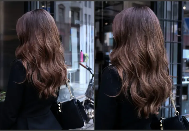 Vacker balayage ljust hår med mjuka vågor, perfekt för en stilfull vardag.