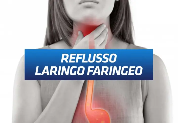 Donna con mano alla gola, evidenziata un'area rossa. Testo: "Reflusso laringo faringeo". Scopri i rimedi della nonna per la tosse da reflusso.