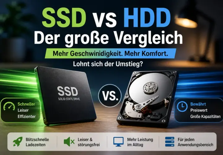 SSD vs. HDD: Ein Vergleich. Die SSD ist schneller, leiser und effizienter. Der Stromverbrauch ist bei SSDs geringer.