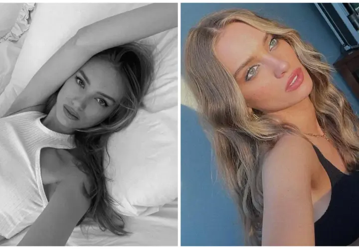 Sylwia Butor, młoda kobieta o blond włosach, w dwóch ujęciach. Na jednym leży w łóżku, na drugim pozuje do selfie.