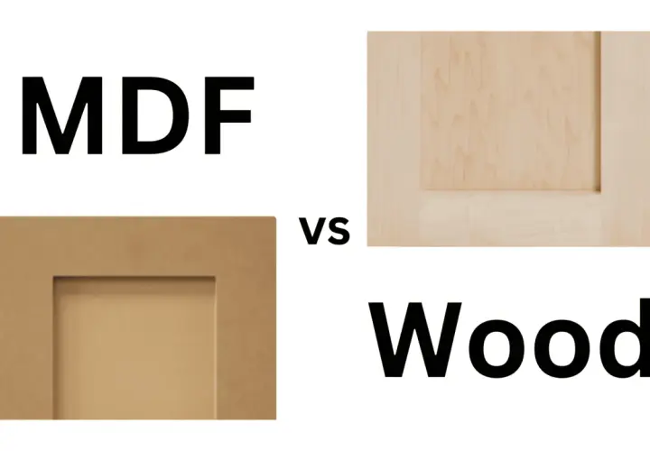 MDF vs. real wood: A close-up comparison of a plain MDF panel and a natural wood panel, showing the difference in texture and grain.