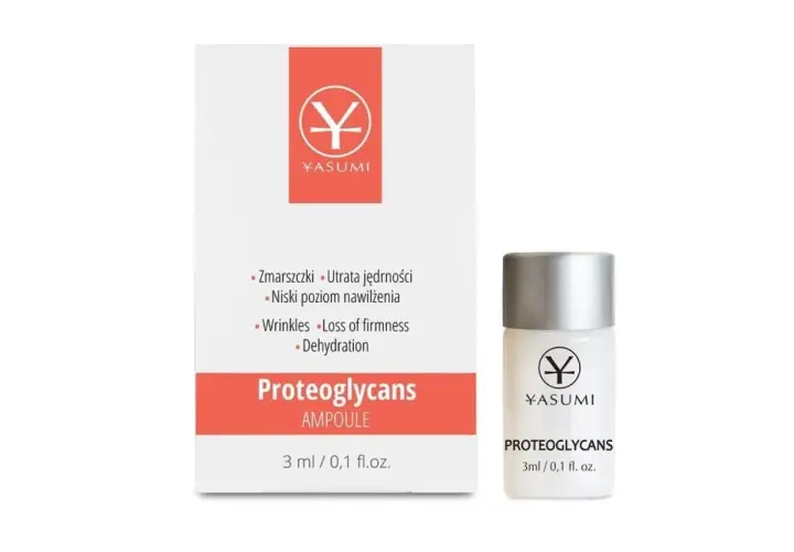 Yasumi Proteoglycans Ampoule, zwalczająca zmarszczki i odwodnienie skóry.