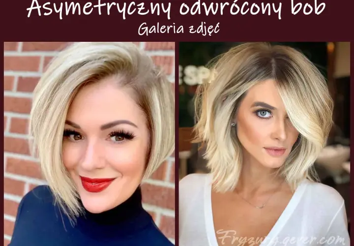 Dwie kobiety z blond fryzurą typu bob asymetryczny.