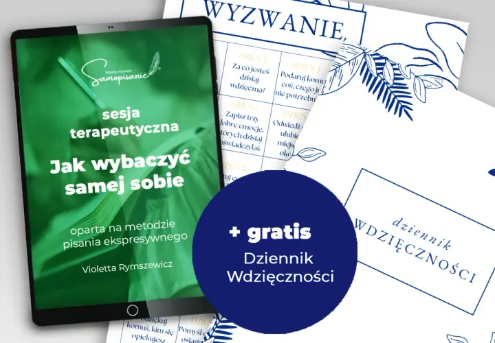 Tablet z kursem "Jak wybaczyć samej sobie" i gratisowym Dziennikiem Wdzięczności. Pomoc w procesie samoprzebaczenia.