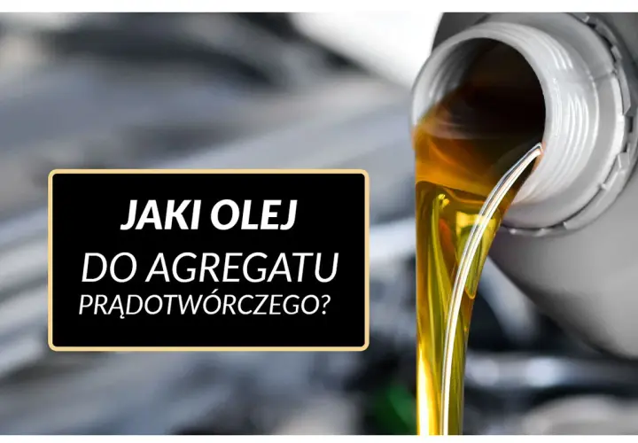 Jaki olej do agregatu prądotwórczego 4-suw? Złoty płyn leje się z pojemnika, sugerując wybór odpowiedniego smarowania.