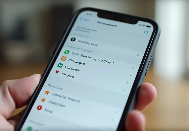 Jak zmienić czcionkę w telefonie? Na ekranie widać menu personalizacji z listą opcji, w tym "Salle Font".